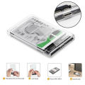 2.5 inch Transparent HDD SSD Enclosure Caddy Case SATA III to USB 3.0 Hard Disk Enclosure Support 2TB Mobile External HDD for Laptop PC. 