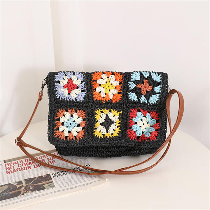 Casual%20Travel%20Bag%20Floral%20Crochet%20Handbag%20Women's%20Straw%20Handbag%20Trendy%20Handmade%20Bag%20Crochet%20Tote%20Bag%20-%20Image%207