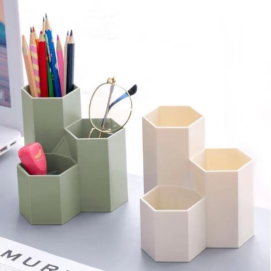 Hexagon pen holder creative fashion cute storage box desktop honeycomb storage box cosmetic plastic pen barrel female