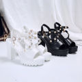2024 New Sandals Women's High Heels Chunky Heel Waterproof Platform Thick Bottom Fish Mouth Internet Celebrity Versatile Single-Layer Shoes Summer Non-Slip. 