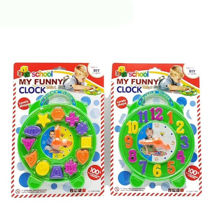 Kids Learning Clock Puzzle Board - Lovely Shapes & Number Puzzle with ...