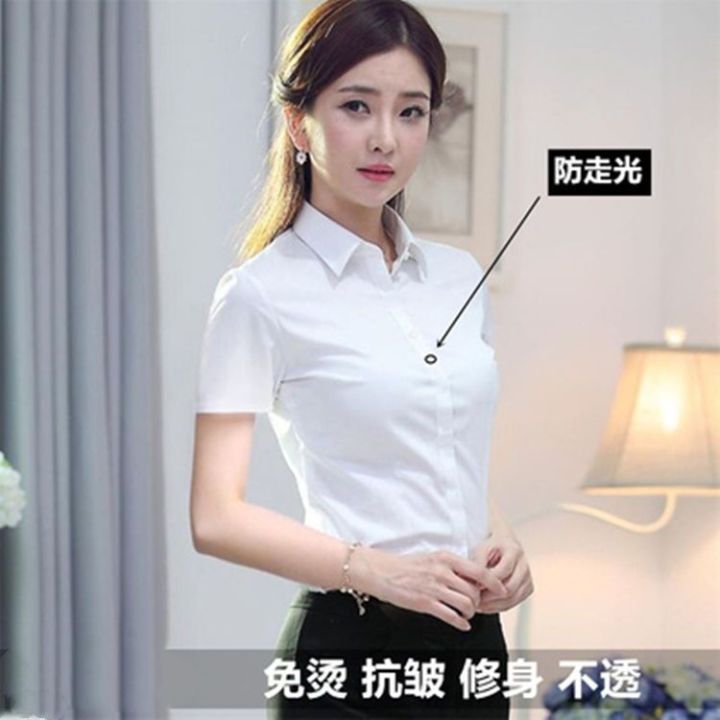 Blue%20Long%20Sleeved%20Shirt%20Women's%20Business%20Wear%20Korean%20Style%20Temperament%20White-Collar%20Worker%20Formal%20Suit%20Work%20Clothes%20Spring,%20Summer,%20Autumn%20All-Match%20White%20Shirt%20-%20Image%204