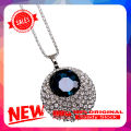Chain Necklace Rhinestone Inlaid Vintage Long Round Pendant Necklace for Women. 