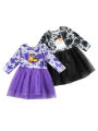 Choopy sea-Toddler Girl Halloween Dress, Cute Long Sleeve Cartoon Print A-Line Tulle Tutu Dress. 