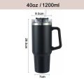 40oz/1500ml Vacuum Insulated Stainless Steel Tumbler with Handle & Straw - Double-Wall Insulated, Travel Mug Leakproof Lid, for Hot & Cold Beverages, Car, Office, Gym, Outdoor Use, Gym Hydration, Modern Tumbler, Thermal Water Bottle,Stainless Steel Bottle. 