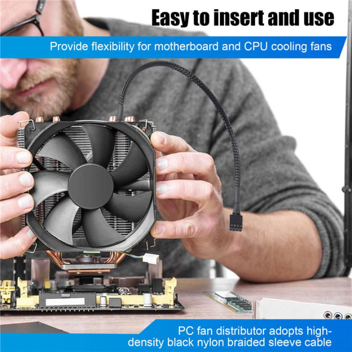 10PCS%204%20Pin%20PWM%20Fan%20Extension%20Power%20Cable%20Connector%20Case%20Male%20to%20Female%20Extending%20Cables%20Compatible%20with%204%20Pin/3Pin%20Fan%20-%20Image%203