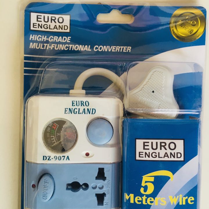 3 Way Euro England High Grade Power Extension Cord Adapter Multi Functional Convertor 5 Socket and 5 Meters Wire (Euro England)
