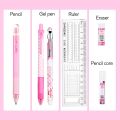 6pcsset Student Exam Stationery Set, 2pcs Black Ink Gel Pen, 1pc Drawing Ruler, 1pc Pencil + 1pc Pencil Refill + 1pc Eraser, Lea. 