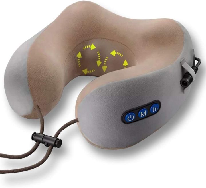 Rechargeable U Shaped Cervical Massage Pillow Neck Massager Vibration Pillow, Multifunctional Shoulder and Electric for Relax Muscles Fatigue