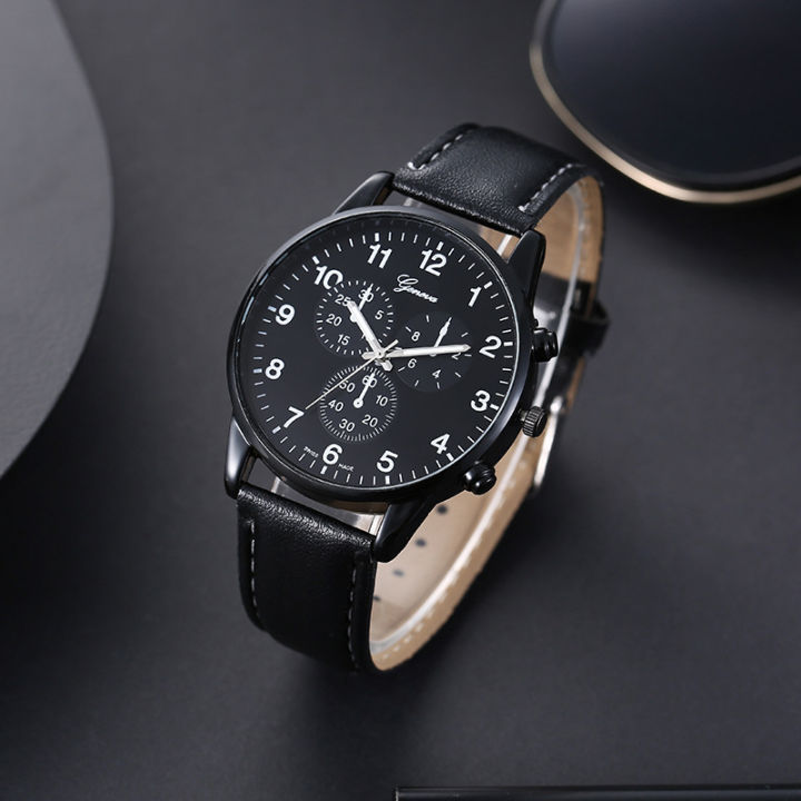 Qingwen  Fashion Geneva Watch Business Fake Three-Eye Men's Watch Shell