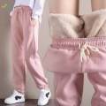 Women Warm Casual Trousers, Girls Winter Fleece Jogger Pant,Ladies Thickened Thermal Sweatpants Sports Trousers with Drawstring Closure XL. 
