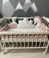 Braided Cot Bumper  with 2 Character Pillows and a cloud 4 Pieces Bedding set.. 