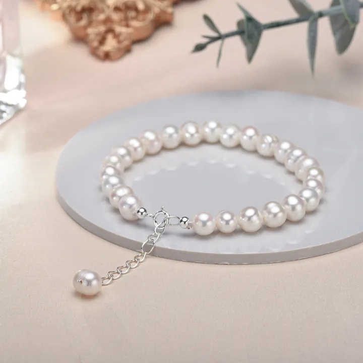 Wholesale%20AA%20White%206-7mm%20Freshwater%20Cultured%206-8mm%20Pearl%20Bracelet%20Charms,925%20Sterling%20Silver%20Pearl%20Bracelets%20for%20Women%20Girls%20-%20Image%202