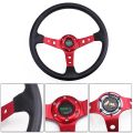 RASTP-14inch 350mm Universal Racing Drift Steering Wheel  Aluminum PU Car Sport Steering Wheels Car Accessories RS-STW020-TP（red）. 