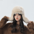 Withoutyou Tide Head Cap Warm Ear Protector Ski Winter Fluff New style Hat Hair Ladies Lei Feng Cap Storm Cover. 