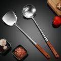 304 Stainless Steel Frying Spoon With Rosewood Handle and Extended Chef Special Frying Spoon. 