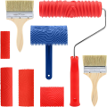 8 Pieces Wood Paint Tool Set, Texture Roller, Graining Rocker, Paint Brushes, for Floor, DIY Room Decoration. 