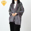 Plant Flower Patterned Wrap Stylish Floral Jacquard Shawl with Tassel Detail Perfect for Spring Autumn for Versatile Wrap Bright Color Women Wrap. 