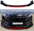 Front Bumper Lip Spoiler Splitter Protector 2 Layer Glossy Black Universal Car. 