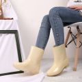 Rain Boots Low Rubber Shoes Waterproof and Rainproof Rain Shoes Boots Women's Rain Boots Mid-Calf Cotton Velvet Water Short Warm Kitchen _﹁. 