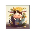 Cartoon teacup cow diy diamond painting full of diamonds full stickers animal flowers scenery living room handmade diamond painting full of diamonds 5d. 