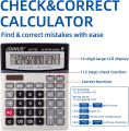 Large 14-Digit Joinus JS-705 LCD Display Desktop Calculator with Check & Correct Function, Solar Battery Dual Power Calculator, Large Computer Keys Electronics Calculator for Office School Calculating. 