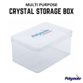 Polymate Crystal Storage Box 1L for DIY Kitchen Tools Transparent 1 Liter Square Plastic Box with Lid. 