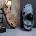 Vietnam Natural Rubber Sandals Summer Closed-Toe Slippers Men's Breathable Outer Wear Hole Thick Bottom Two-Way Beach Shoes. 