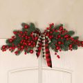 【Folio & Light】Red Berries Pine Branch Wreath Artificial Berries Snowy Pine Front Door Wreaths Wall Garland For Ornaments. 