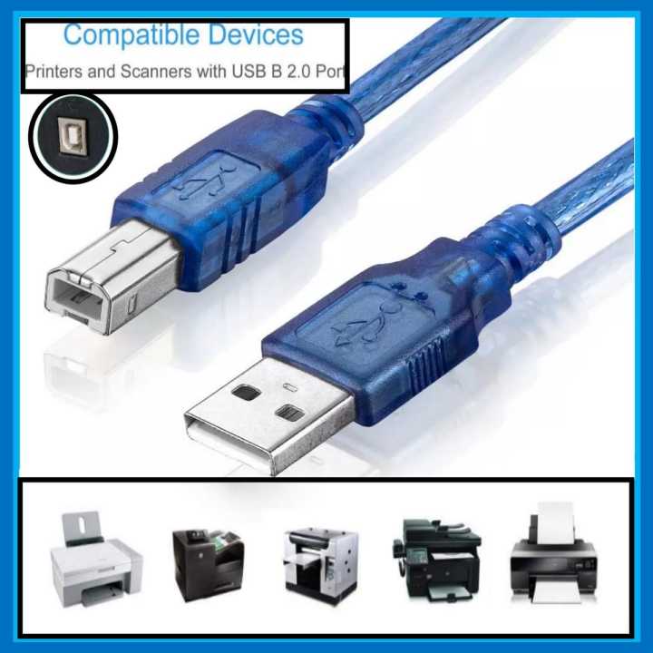 USB 2.0 Printer Cable Type A Male to Type B Male Foil +Braided Shielded 1.5m