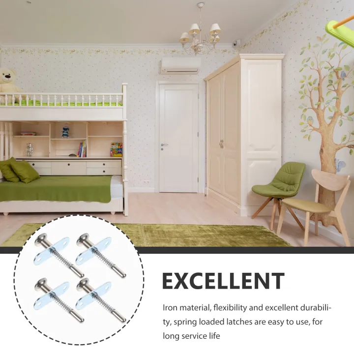 4pcs%20Spring%20Loaded%20Pin%20Stainless%20Steel%20Door%20Buckles%20Plug%20Bed%20Latches%20Baby%20Beds%20Durable%20Material%20Easy%20Installation%20Mini%20-%20Image%205