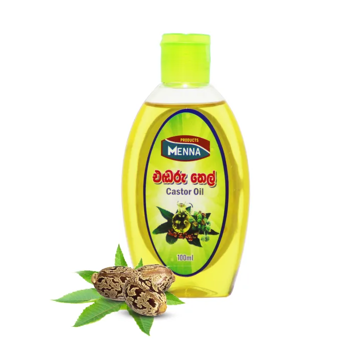 Menna Products 100% පිරිසිදු Castor Oil ඇහි බැම, වියළි සම, අත්, හිස්කබලට සහ හිසකෙස් වර්ධනය