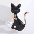 Cute And Creative Cartoon Pearl Cat Brooch, Elegant Temperament, Clothing Accessories, Pins. 