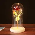 Glass Rose Flower Gift Exquisite Luminous Rose In Glass Dome. 