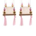 2X Wooden Wall Shelf Hanging Tassel Children Nordic Style Wall Frame - NO. 3. 