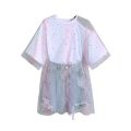 Single Piece / Suit Two-Piece Summer 2024 New Fashion All-Matching Mesh Short Sleeve T Shirt Top + Women's Denim Shorts. 