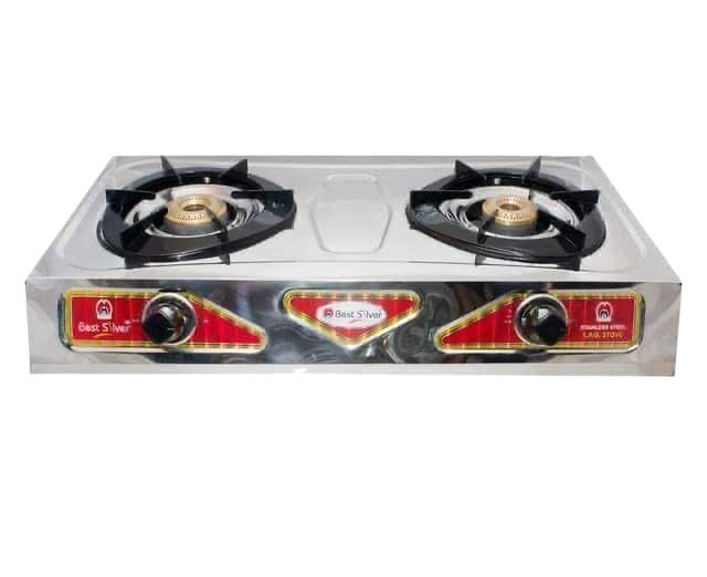 Best Silver Stainless Steel L.P.G. GAS Stove 2 Burner