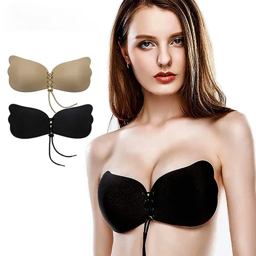 Silicone Self Adhesive Push-Up Bra Invisible Backless Strapless Drawstring Bra for Wedding