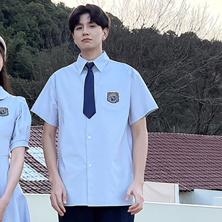 British%20College%20Style%20Shirt%20Dress%20Suit%20Business%20Attire%20High%20School%20Student%20Waist-Slimming%20Dress%20Couple%20Clothes%20Summer%20Sweet%20-%20Image%205