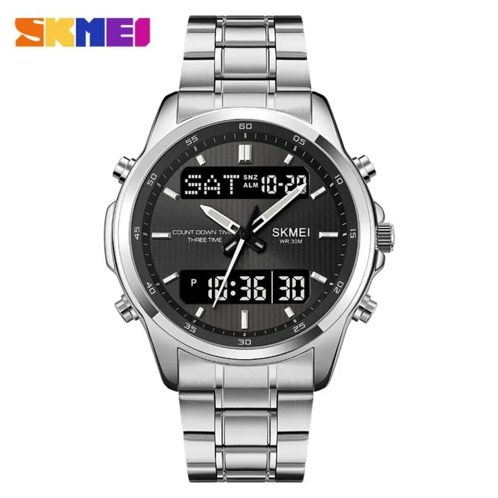 SKMEI Men Electronic Watch Dual Display Electronic Watch Multifunctional Waterproof Watch Fashion Business Style For Men 2049