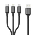 ASPOR AC-23 3 in 1 Charger Cable Aluminum Alloy 3A Micro USB / Type-C / Lightning Fast Charging Cable - 1 Meter. 
