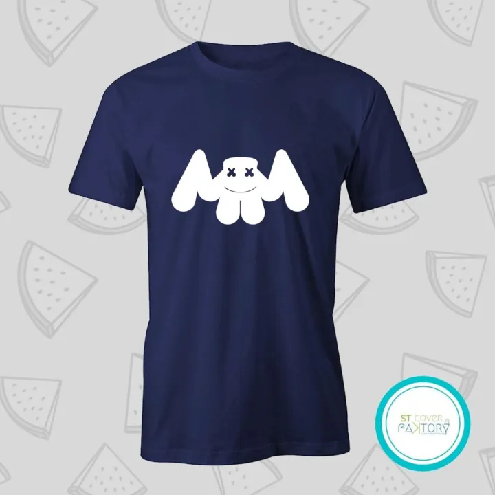 Marshmello blue Tshirt  unisex  tees  designer tees  crew neck  silver white  red  blue  black