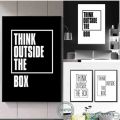 tois Think Outside The Box Letter Canvas Painting Inspirational Motivational Black Typography Poster Wall Art Modern Print Pictures. 