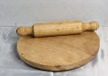Roti Chapati Maker Wood Rolling 23cm Board And Rolling Pin Set. 