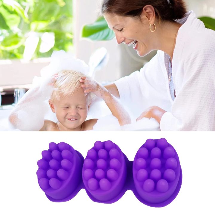 3D Silicone Molds for Soaps Making 3 Cavities Massage Bar Soap Molds for DIY Oval Shape Essential Oil Soaps Resin Crafts Tools