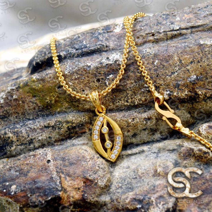 Gold%20Plated%20Guaranteed%201.5MM%20New%20Trend%20Stylish%20Diamond%20Chain%2018/24%20Inch%20Beautiful%20Design%20With%20eye%20Design%20Fixed%20Stone%20Pendant%20-%20Image%203