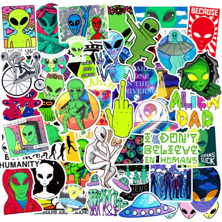 10/30/50pcs%20Aliens%20Ufo%20Cartoon%20Skateboard%20Fridge%20Guitar%20Lap%20Motorcycle%20Travel%20Luggage%20Classic%20Toy%20Decal%20-%20Image%203