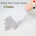 【HOT】 Classic Adult White Gold Champagne Wedding Gloves Sunscreen Gloves Stretch Satin Finger Gloves Women. 