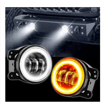 2%20Pcs%204%20inch%20White%20Amber%20Ring%20DRL%20Fog%20Light%20Round%20White%20Light%20LED%20Fog%20Light%20Assembly%20Fog%20Lamp%20Compatible%20with%20All%20Cars%20-%20Image%203