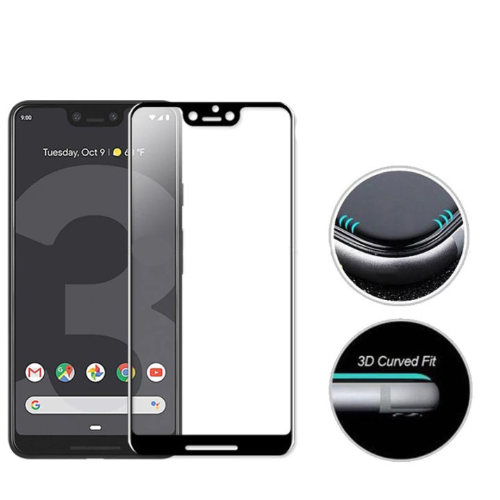 9D Curved Edge Full Cover Full Glue Tempered Glass For Google Pixel - 2XL, 3A, 3XL, 3AXL, 4, 4A, 5, 5A, 6